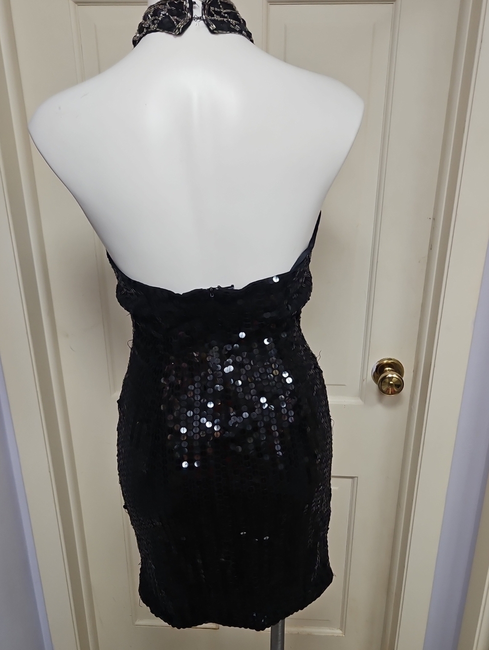 1980s disco body con, sequin, beautiful, sexy, black Dress - Picture 3 of 12